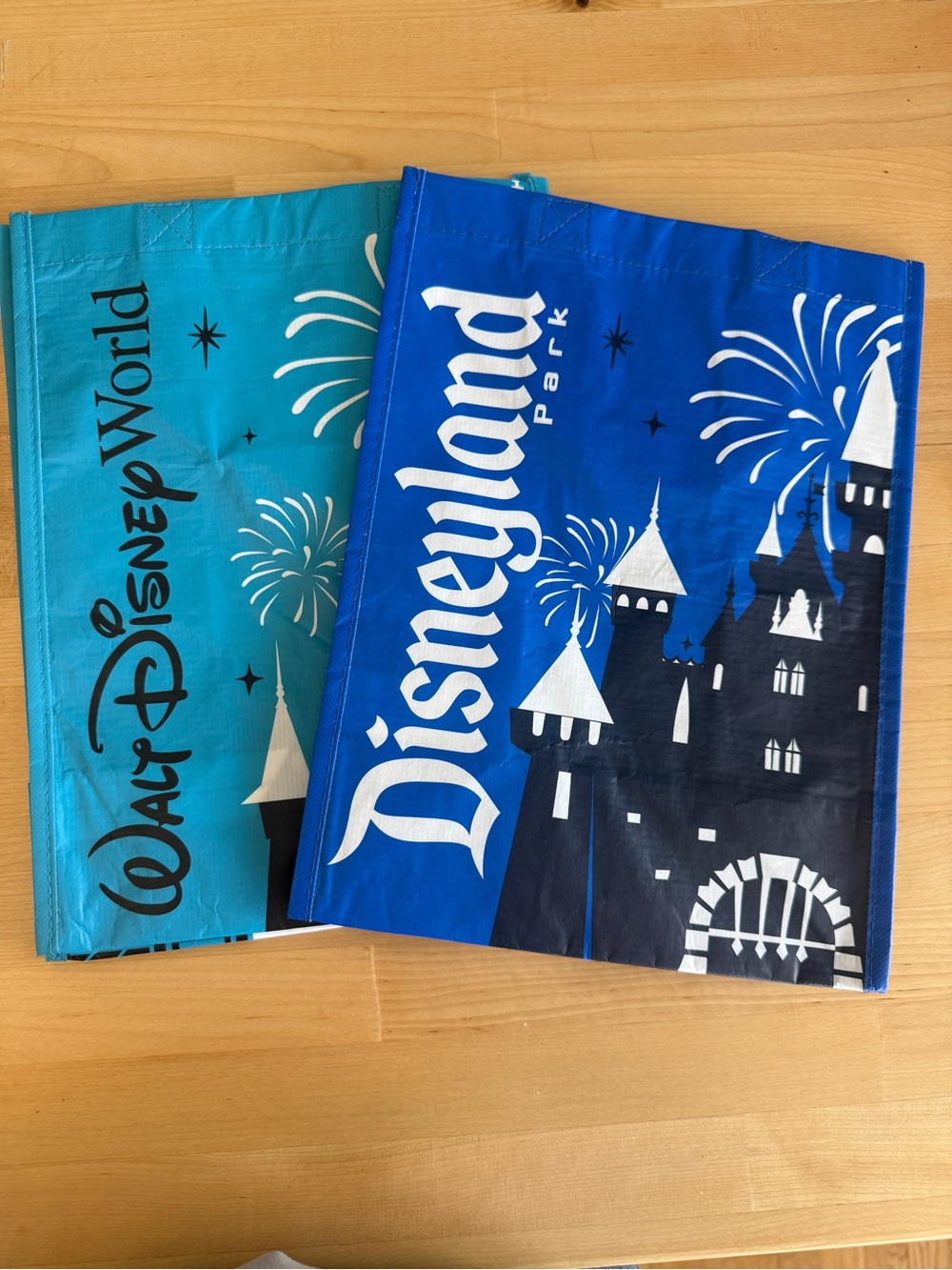 Disneyland & Disney World Park Reusable Tote Bags - Blue & Teal Castle Fireworks